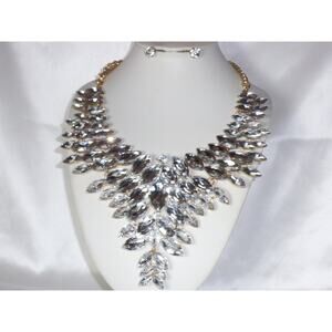 Rhinestone necklace set, bridal party evening MOB statement prom necklace set